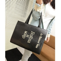Women PU Leather Dictionary Handbag Embossing Shoulder Messenger Bag