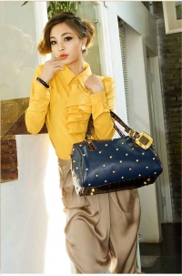 New Korean Fashion Bags Rivets Women Blue Handbag Cross Body Bag