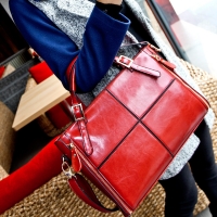 Fashion Women PU Leather Handbag Cowhide Patchwork Shoulder Bag