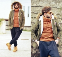 Mens Army Style Thick Warm Coats Hooded Outwear