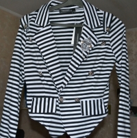 One Button Striped Short Coat 