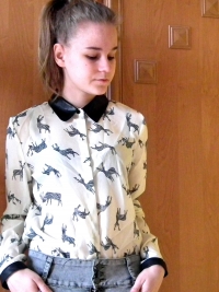 Casual Long Sleeve Floral Single Breasted Lapel Fawn Chiffon Shirt