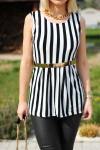 Sexy Tunic Vest Striped Backless Sleeveless Slim Top Blouses