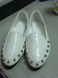 Vintage Rivet Crocodile Pattern Pointed Toe Flat Women's Shoes 