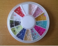 12 Colors Nail Art Tips Pearls Beads Decoration Wheel
