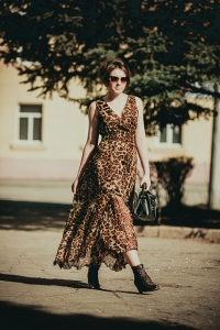 Sexy Leopard Vogue Vintage Party Chiffon Long Dress