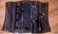 Sexy Satin Black Retro Zipper Corset Bustier With G-string