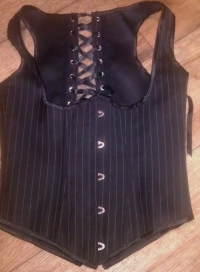 Fashion Women Black Stripe Strap Corset Bustier With G-string