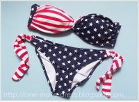 Twisted Sexy Bandeau Tube American Flag Stars Striped Bikini