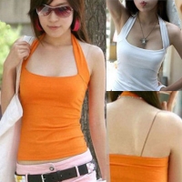 Solid Color Sleeveless Simple Design Cotton Vest
