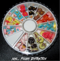 3D 48Pcs Food Design Resin Nail Art Decoration With Round Wheel
