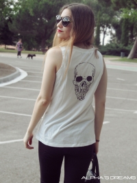 Women Fashion Skull Print Cotton Tank Tops Vest 