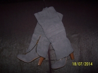 Ladies Zipper High Heel Knee High Boots Skid-proof