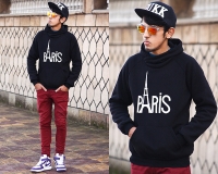 PARIS Mens Slim Pullover Hoodie Sweatshirt 6 Colors 