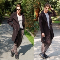Stylish Double Breasted Overcoat Men Long Trench Winter Coat 
