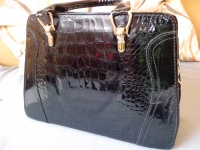 Fashion Crocodile Pattern PU Women's Handbag Patent Leather Bag