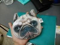 Women Cute 3D Dog And Cat Face Print Coin Zipper Purse 