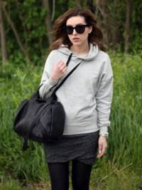 Women Casual Side Zipper Long Sleeve Loose Hooded Sweatshirt