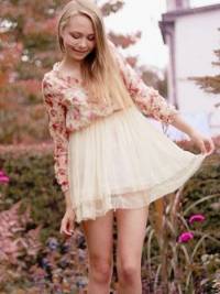 Long Sleeve Bow-knot Waist Lace Flower Chiffon Mini Dress