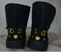 Women Cute Cartoon Cat Flat Thick Cotton Ankle Snow Boots