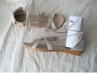 Flat Heel Casual Beaded Lacing Gladiator Small Wedges Shoes