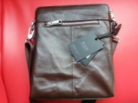 Men's Leather Shoulder Bag Messenger Zipper Vertical Business Bag
