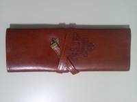 Vintage Retro Roll Leather Make Up Cosmetic Pen Pencil Bag