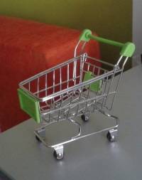 Mini Shopping Cart Desk Organizer Supermarket Phone Pen Toy Holder 