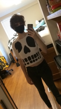 Women Summer Casual Short Sleeve Skull Printed Crop T-shirt 
