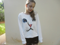 Casual 3D Cat Printed Long Sleeve Round Neck Women Pullover Sweatshirt