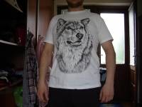 Mens Casual Cotton Tees 3D Wolf Printed Solid White Short-sleeve T-shirts