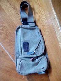 Men Canvas Travel Hiking Cell Phone Belt Casual Waist Chest Bag