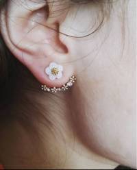 Cute Daisy Flower Crystal 925 Silver Needle Ear Stud Earrings For Women