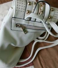 Women Rivet Backpack Casual Shoulder Bag Laides Drawstring PU Leather Backpack