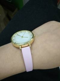 Casual Golden Round Dial Women Lady PU Leather Band Quartz Watch