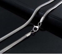 Exquisite Men Titanium Steel Oblate Flat Snake Chain Necklace