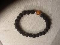 19cm Black Lava Stone Crystal Beads Men Bracelet