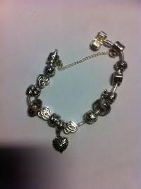 Antique Silver Heart Letter Crystal Glass Beads Charm Bracelet