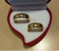 Elegant Titanium Steel Crystal Gold Plated Couple Finger Ring Women Men