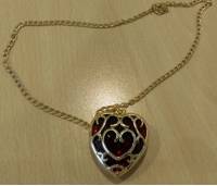 Big Red Crystal Heart Shaped Pendant Necklace Gold Plated