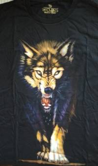Men Cotton Blended 3D Printed Noctilucent Wolf Short Sleeve T-shirt