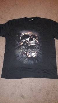 Mens Casual 3D personality Skull Printing Short-sleeve T-shirt Cotton Sport Black Tees 