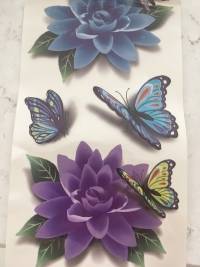 Colorful 3D Butterfly Flower Rose Tattoo Sticker Waterproof Temporary Decal DIY Body Art 