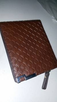 Men Business Short Cowhide Leather PU Zipper Wallet