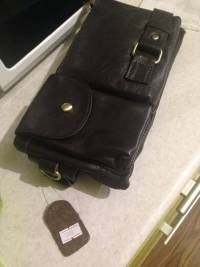 Men Genuine Leather Outdoor Waist Pack Fanny Pack Belt Bag Phone Pouch Vintage Waist Bag