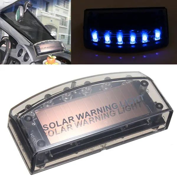 Auto Solar  LED Car Burglar Alarm Warning Blue Light Sensor Security