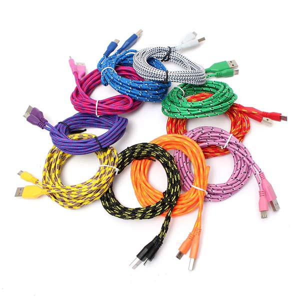 

3M Micro USB Strong Round Braided Data Sync Charger Cable For Tablet Cell Phone