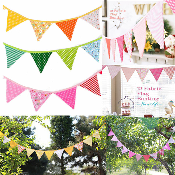 

Lovely Handmade Fabric Flags Buntings Pennants Wedding Birthday Party Decoration Flag Bunting