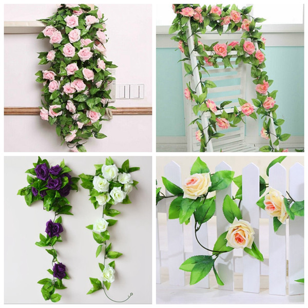 

7 Colors Simulation Flower Rattan Artificial Rose Wisteria Home Wedding Party Decor
