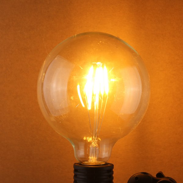 

G125 4W E27 Edison Filament Warm White Globe COB LED Light Bulb 220-240V